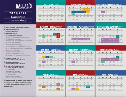 Dallas Isd 2022 Calendar 2021-2022 School Calendar